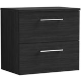 Nuie Arno 600mm Wall Hung 2 Drawer Countertop Vanity Unit Charcoal Black ARN624W