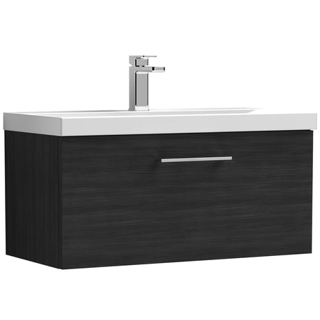 Nuie Arno 800mm Wall Hung 1 Drawer Vanity Unit & Basin Charcoal Black ARN625A
