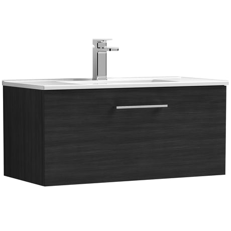 Nuie Arno 800mm Wall Hung 1 Drawer Vanity Unit & Basin Charcoal Black ARN625B