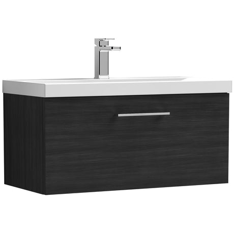 Nuie Arno 800mm Wall Hung 1 Drawer Vanity Unit & Basin Charcoal Black ARN625D