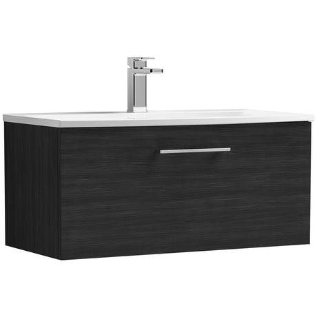 Nuie Arno 800mm Wall Hung 1 Drawer Vanity Unit & Basin Charcoal Black ARN625G