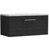 Nuie Arno 800mm Wall Hung 1 Drawer Countertop Vanity Unit Charcoal Black ARN625LBG