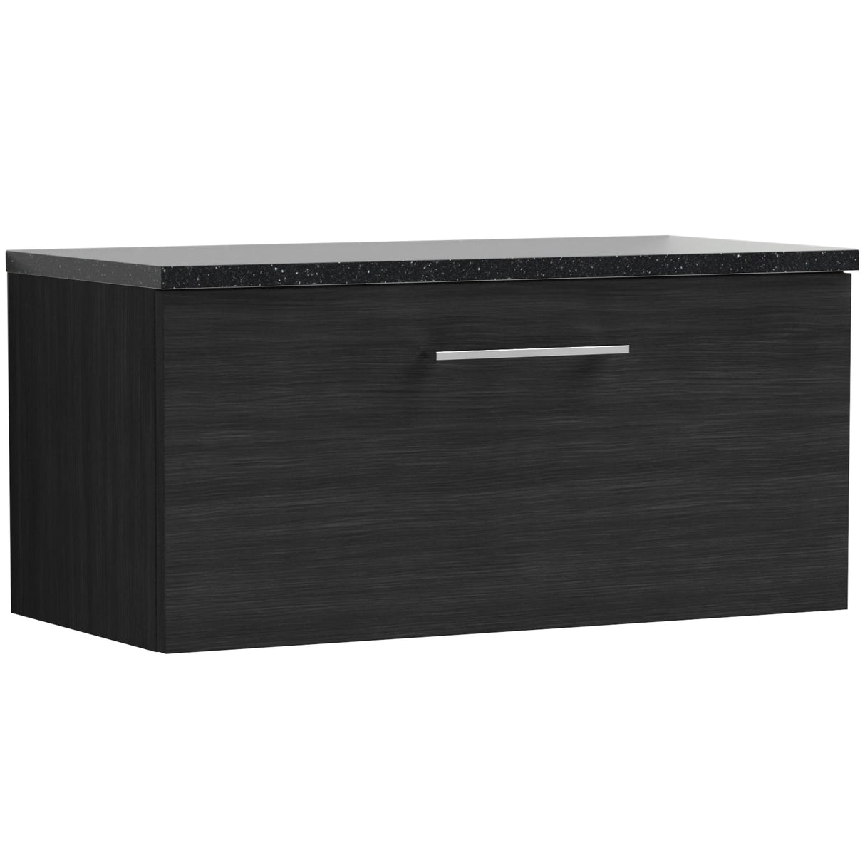 Nuie Arno 800mm Wall Hung 1 Drawer Countertop Vanity Unit Charcoal Black ARN625LSB