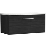 Nuie Arno 800mm Wall Hung 1 Drawer Countertop Vanity Unit Charcoal Black ARN625LSW