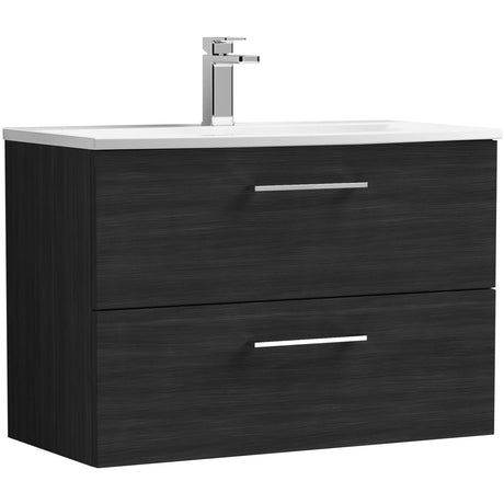 Nuie Arno 800mm Wall Hung 2 Drawer Vanity Unit & Basin Charcoal Black ARN626G