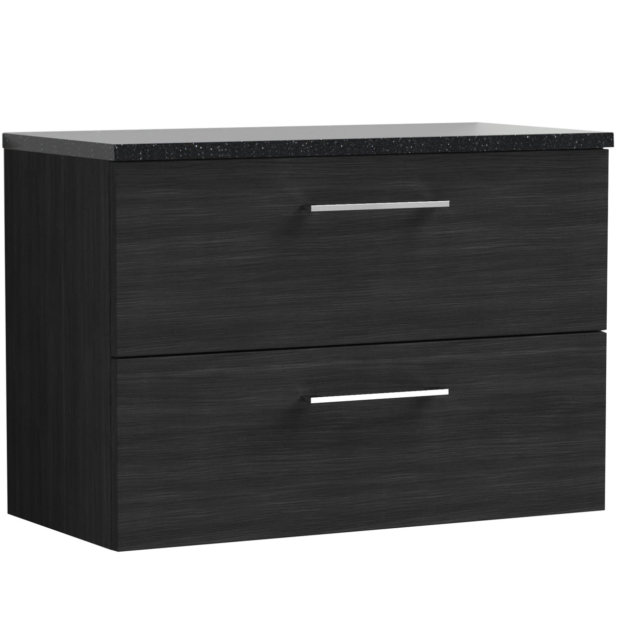 Nuie Arno 800mm Wall Hung 2 Drawer Countertop Vanity Unit Charcoal Black ARN626LSB