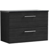 Nuie Arno 800mm Wall Hung 2 Drawer Countertop Vanity Unit Charcoal Black ARN626LSB