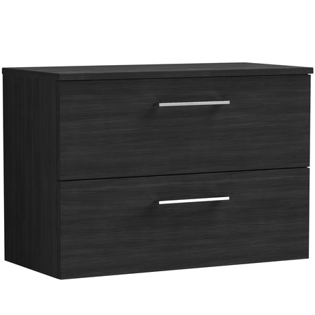 Nuie Arno 800mm Wall Hung 2 Drawer Countertop Vanity Unit Charcoal Black ARN626W
