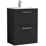 Nuie Arno 600mm Floor Standing 2 Drawer Vanity Unit & Basin Charcoal Black ARN633B