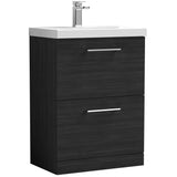 Nuie Arno 600mm Floor Standing 2 Drawer Vanity Unit & Basin Charcoal Black ARN633D