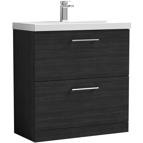 Nuie Arno 800mm Floor Standing 2 Drawer Vanity Unit & Basin Charcoal Black ARN635A
