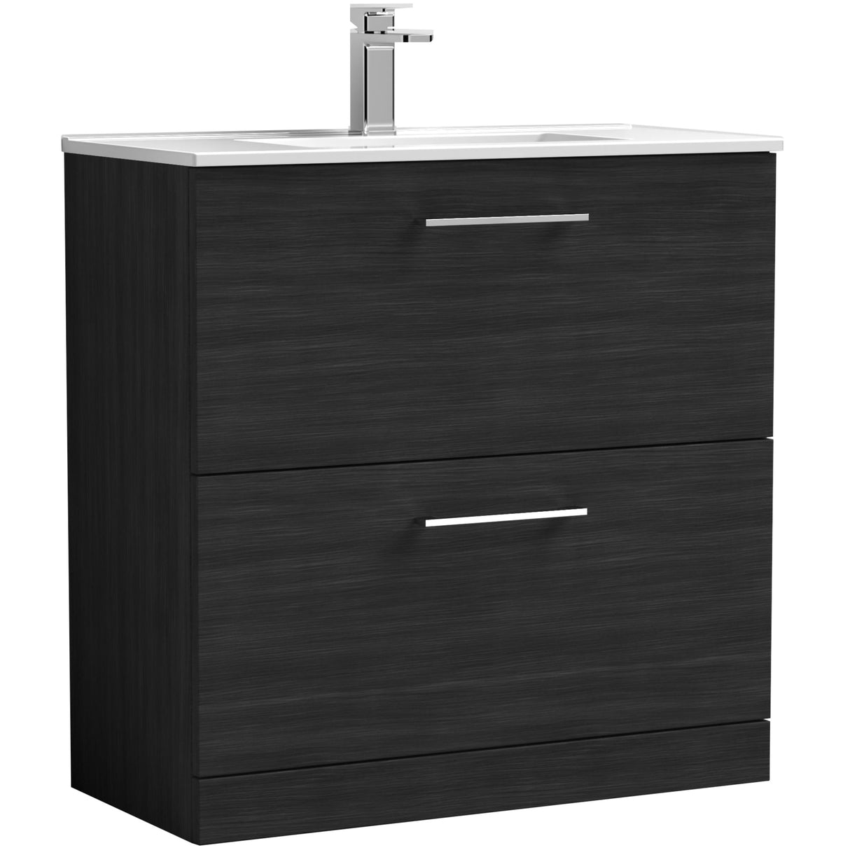 Nuie Arno 800mm Floor Standing 2 Drawer Vanity Unit & Basin Charcoal Black ARN635B