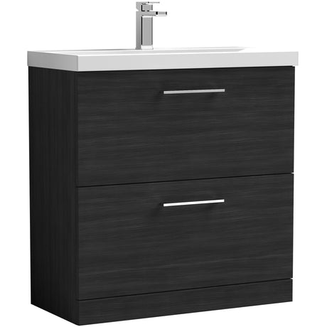 Nuie Arno 800mm Floor Standing 2 Drawer Vanity Unit & Basin Charcoal Black ARN635D