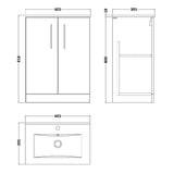 Nuie Arno 600mm Floor Standing 2 Door Vanity Unit & Basin Satin Green ARN803B LD