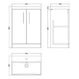 Nuie Arno 600mm Floor Standing 2 Door Vanity Unit & Basin Satin Green ARN803D LD