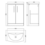 Nuie Arno 600mm Floor Standing 2 Door Vanity Unit & Basin Satin Green ARN803G LD