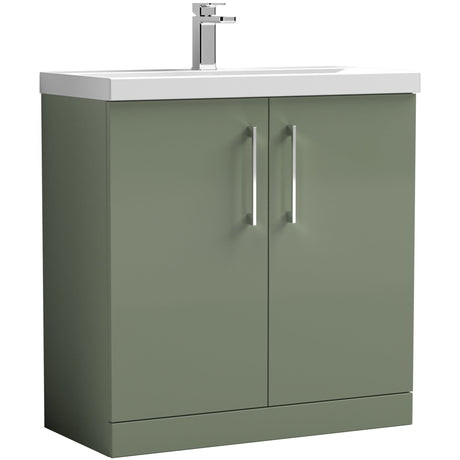 Nuie Arno 800mm Floor Standing 2 Door Vanity Unit & Basin Satin Green ARN805A