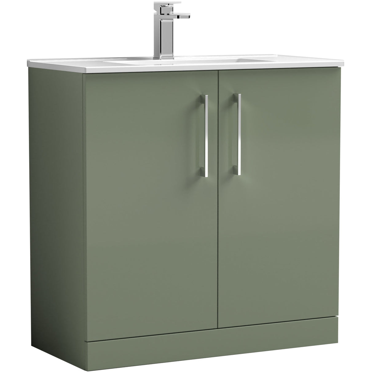 Nuie Arno 800mm Floor Standing 2 Door Vanity Unit & Basin Satin Green ARN805B