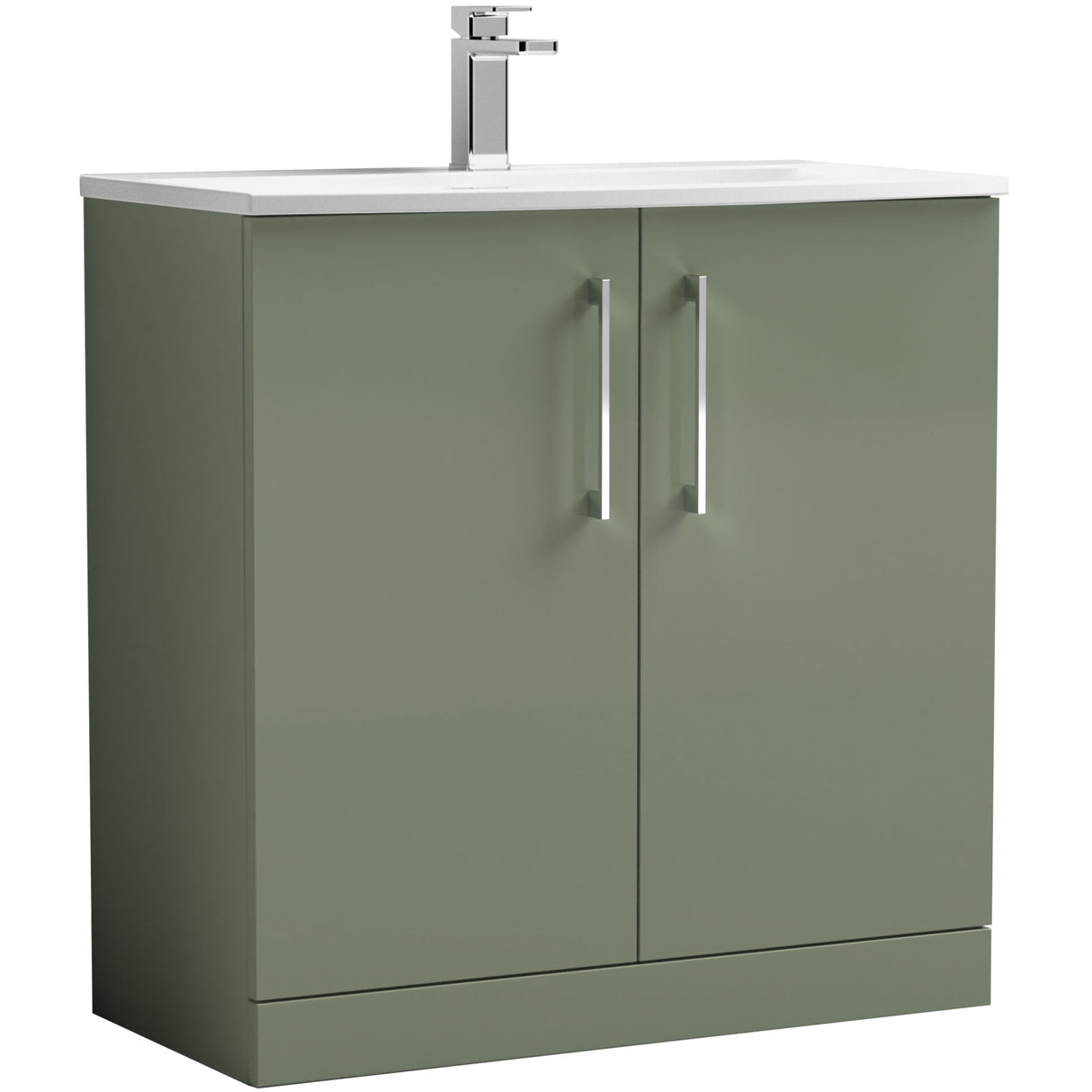 Nuie Arno 800mm Floor Standing 2 Door Vanity Unit & Basin Satin Green ARN805G