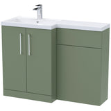 Nuie Arno Toilet & Basin Suite W1100mm - 2 Door Vanity Unit & Polymarble Basin Satin Green ARN811L