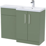 Nuie Arno Toilet & Basin Suite W1100mm - 2 Door Vanity Unit & Polymarble Basin Satin Green ARN811R