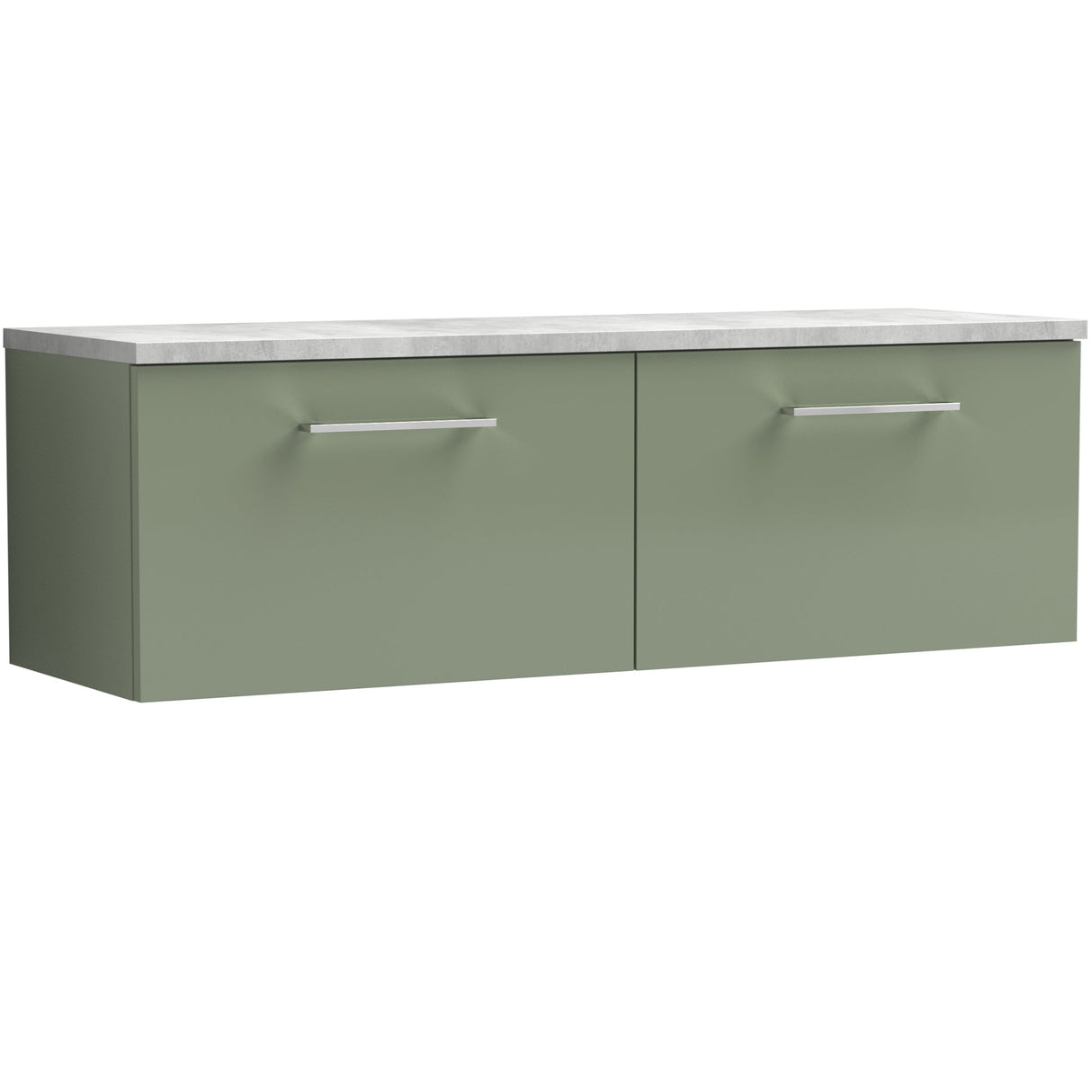 Nuie Arno 1200mm Wall Hung 2 Drawer Countertop Vanity Unit Satin Green ARN822LBG2
