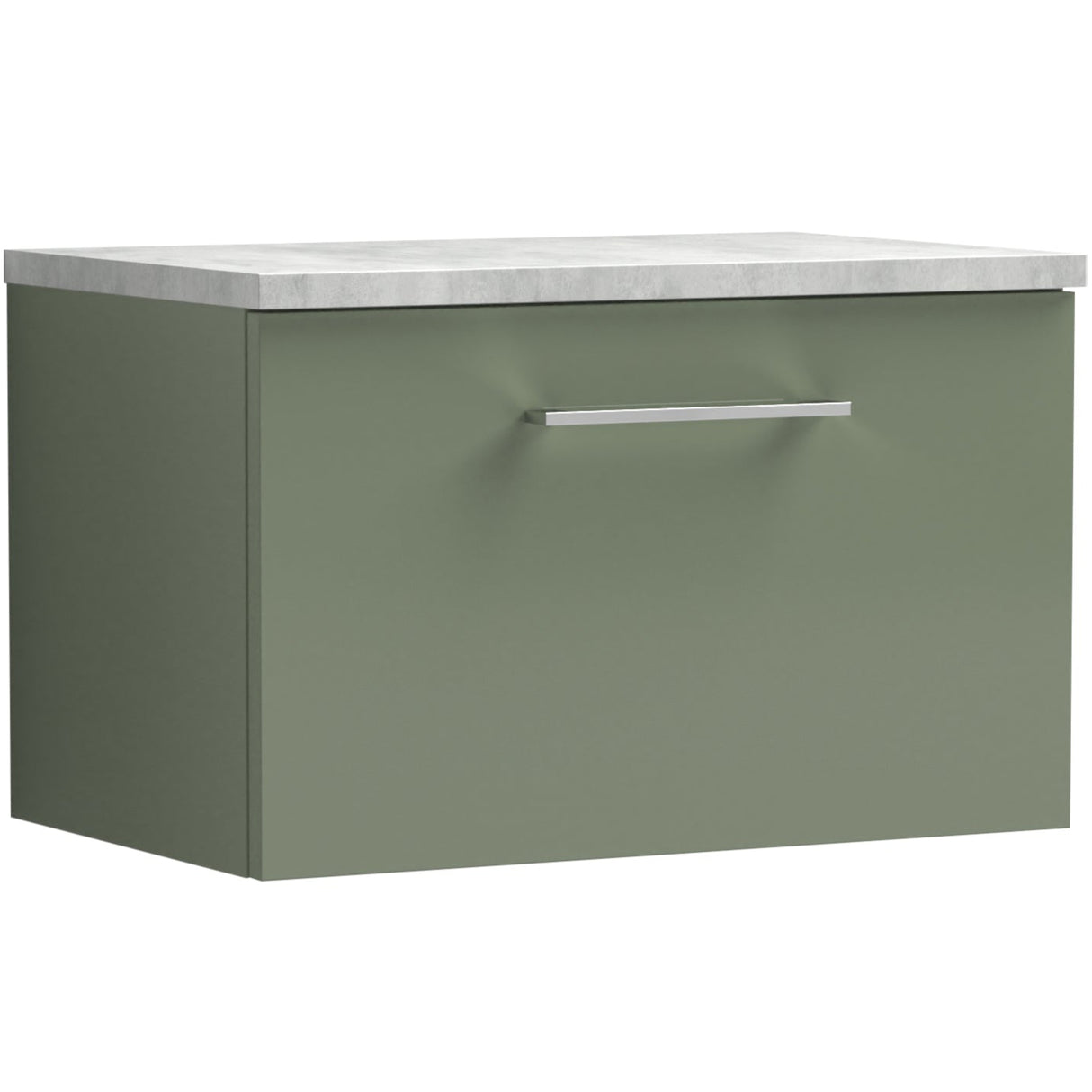 Nuie Arno 600mm Wall Hung 1 Drawer Countertop Vanity Unit Satin Green ARN822LBG