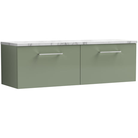 Nuie Arno 1200mm Wall Hung 2 Drawer Countertop Vanity Unit Satin Green ARN822LCM2