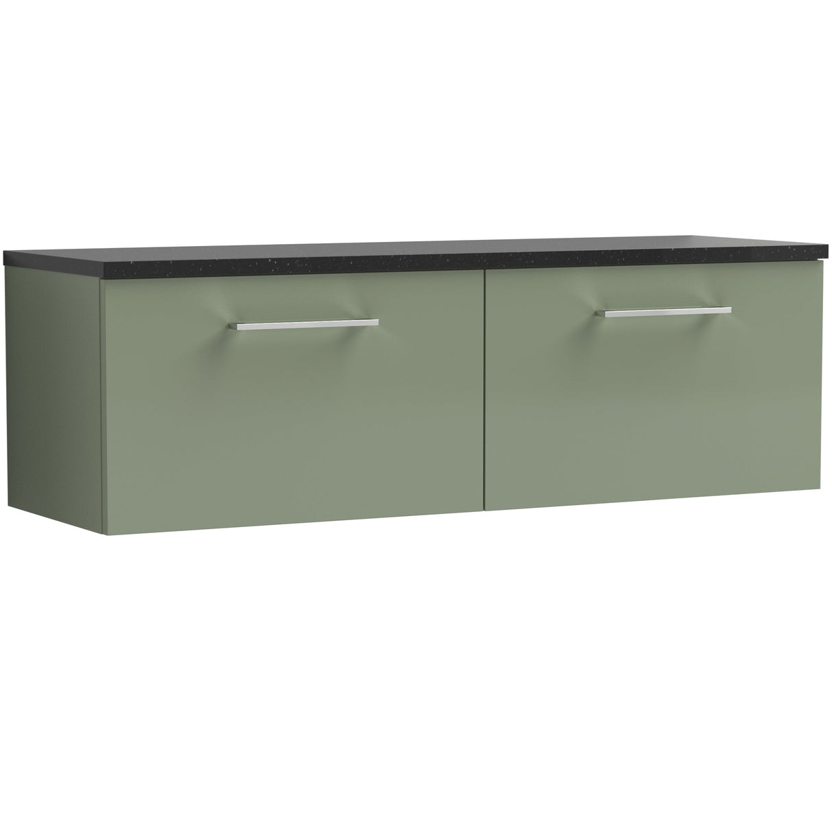 Nuie Arno 1200mm Wall Hung 2 Drawer Countertop Vanity Unit Satin Green ARN822LSB2