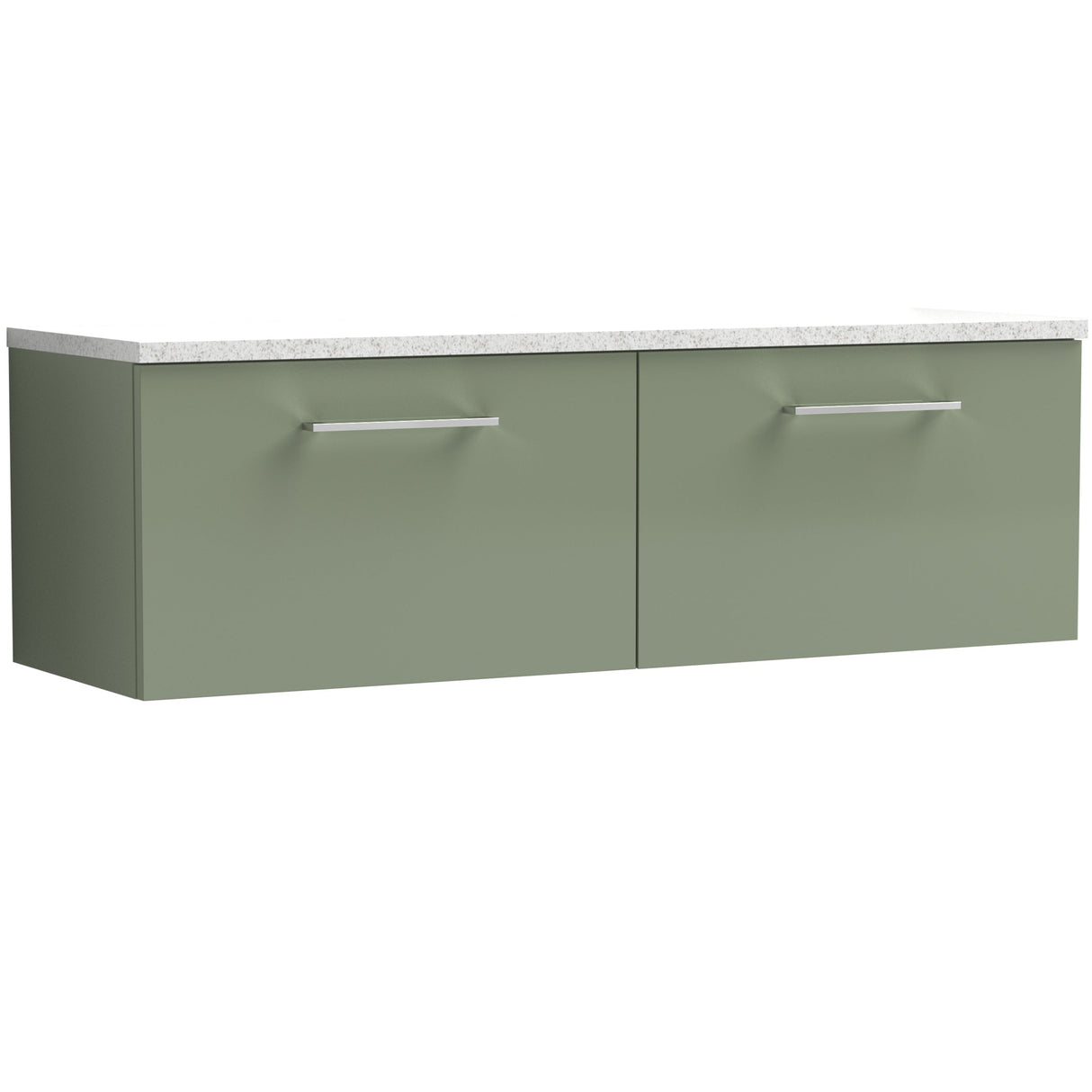 Nuie Arno 1200mm Wall Hung 2 Drawer Countertop Vanity Unit Satin Green ARN822LSW2