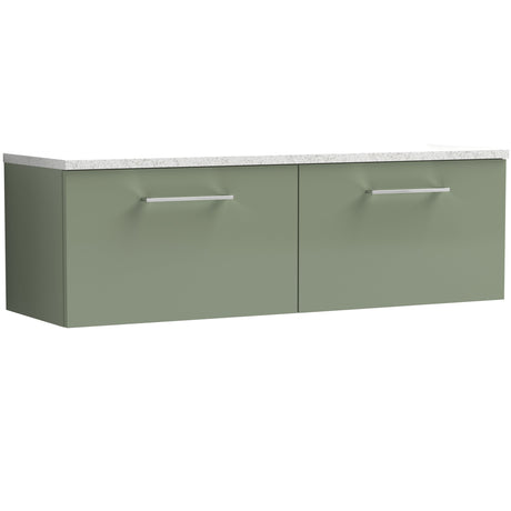 Nuie Arno 1200mm Wall Hung 2 Drawer Countertop Vanity Unit Satin Green ARN822LSW2
