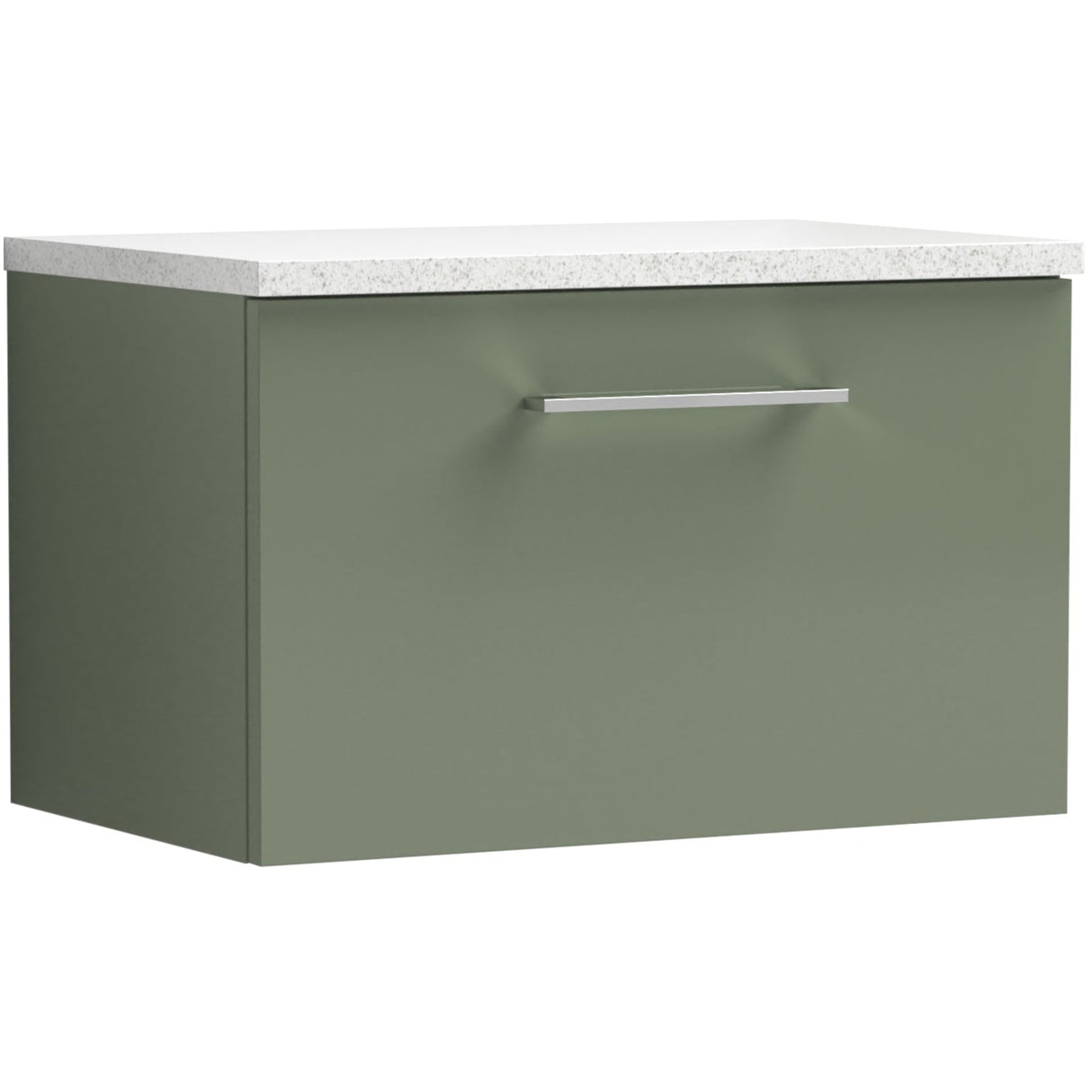 Nuie Arno 600mm Wall Hung 1 Drawer Countertop Vanity Unit Satin Green ARN822LSW
