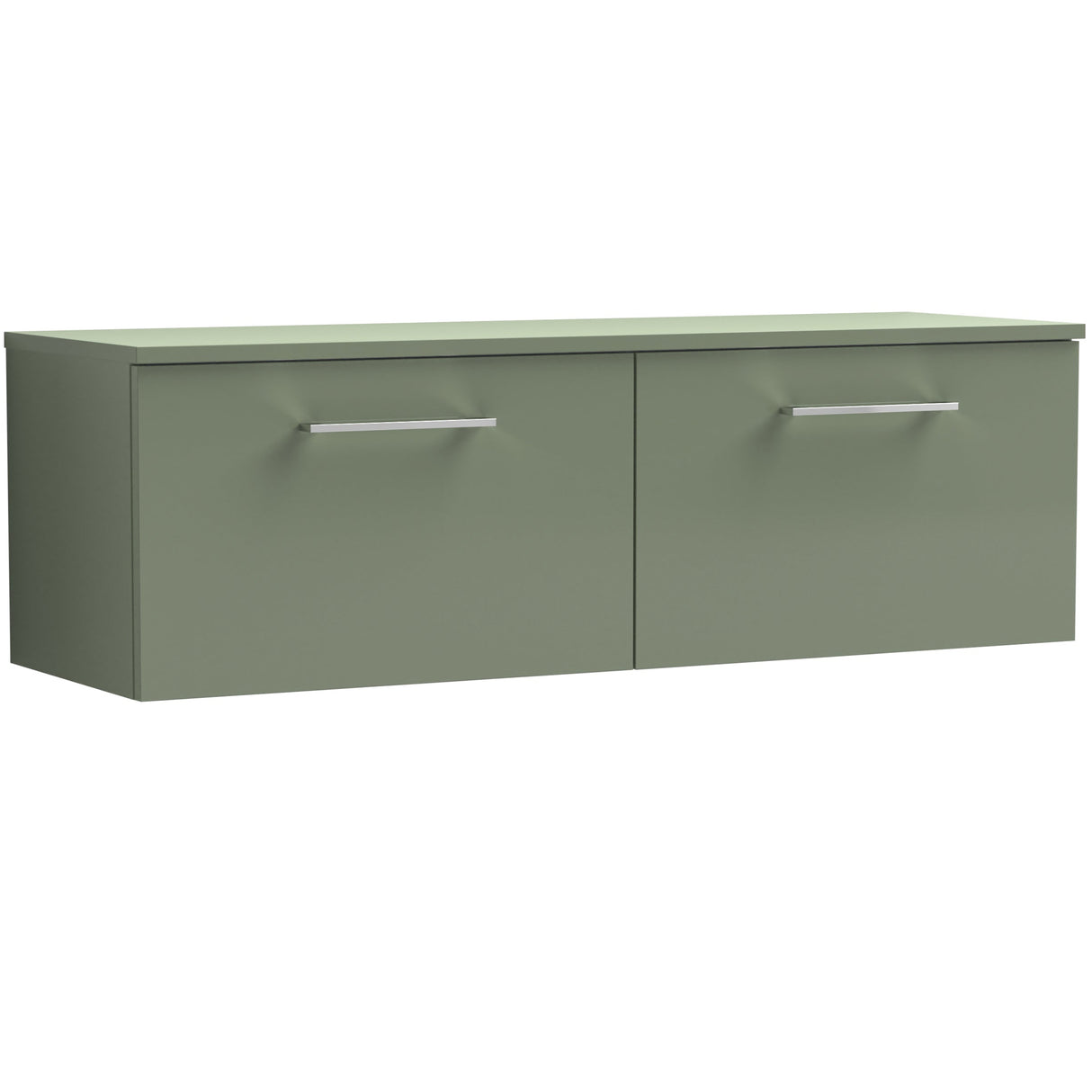 Nuie Arno 1200mm Wall Hung 2 Drawer Countertop Vanity Unit Satin Green ARN822W2