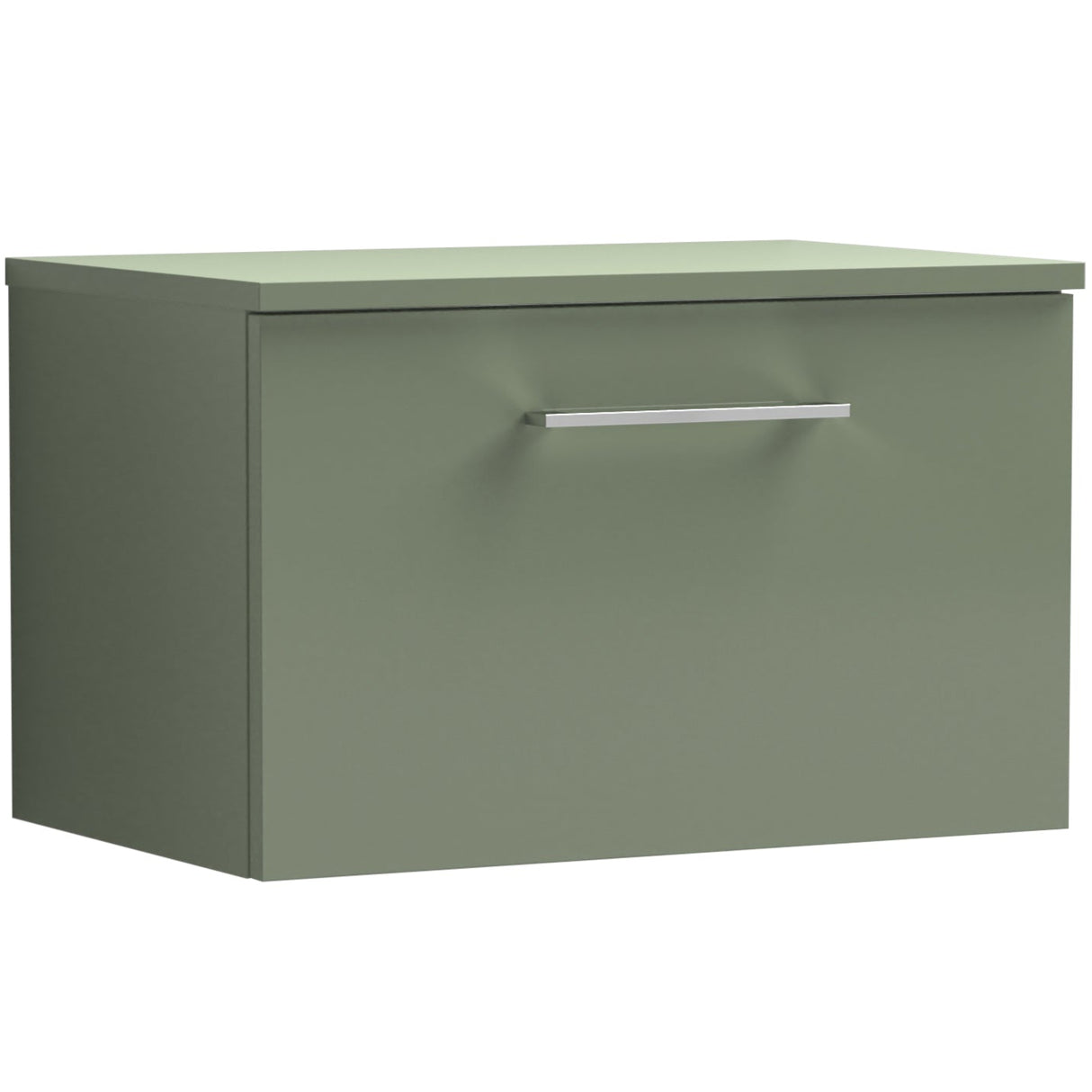 Nuie Arno 600mm Wall Hung 1 Drawer Countertop Vanity Unit Satin Green ARN822W