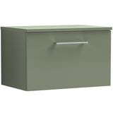 Nuie Arno 600mm Wall Hung 1 Drawer Countertop Vanity Unit Satin Green ARN822W