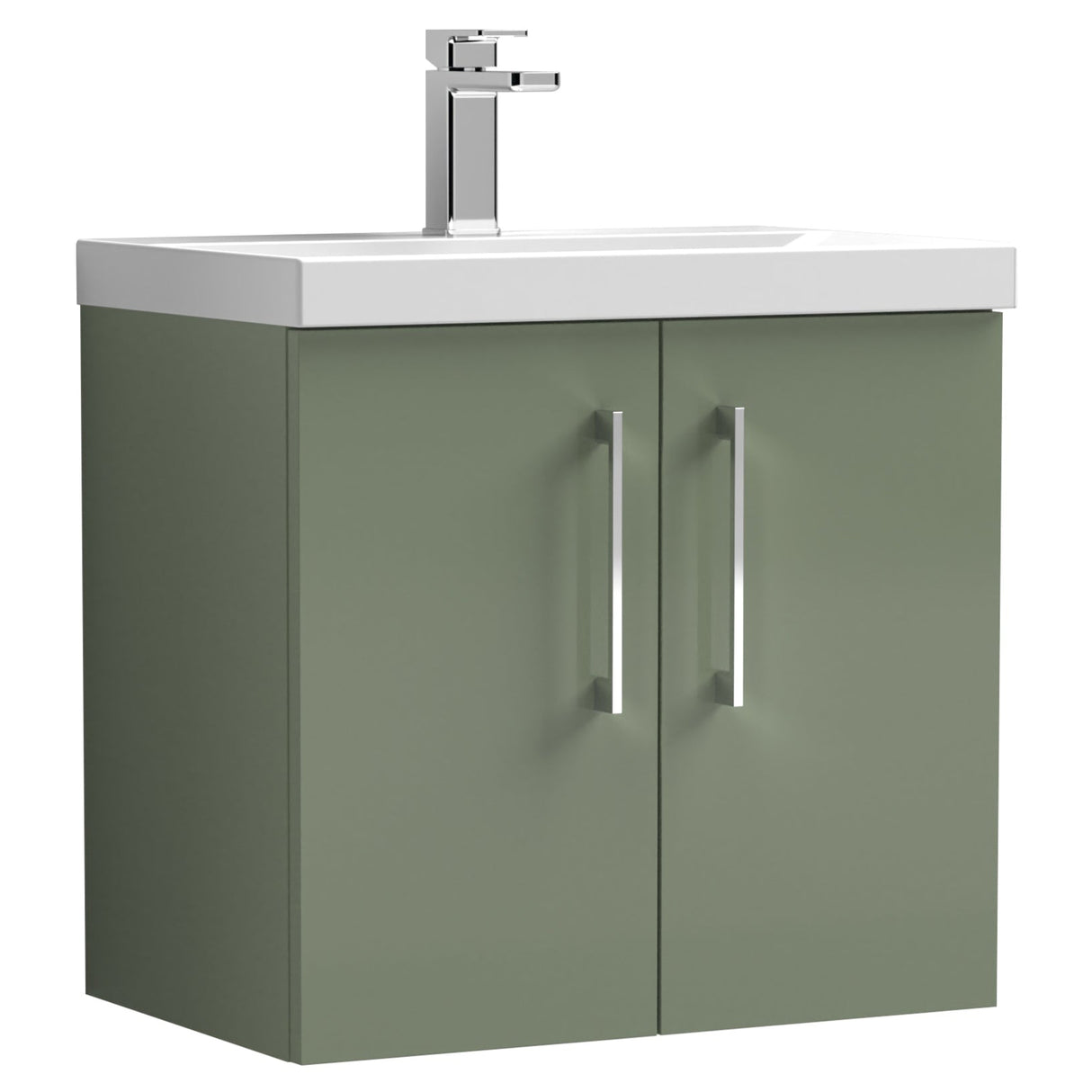 Nuie Arno 600mm Wall Hung 2 Door Vanity Unit & Basin Satin Green ARN823A