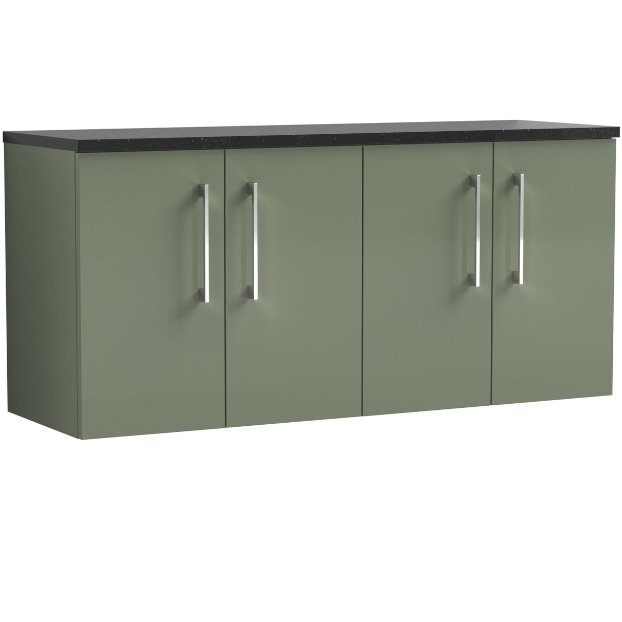 Nuie Arno 1200mm Wall Hung 4 Door Countertop Vanity Unit Satin Green ARN823LSB2