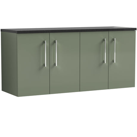 Nuie Arno 1200mm Wall Hung 4 Door Countertop Vanity Unit Satin Green ARN823LSB2