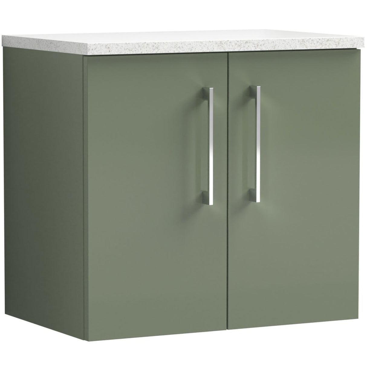 Nuie Arno 600mm Wall Hung 2 Door Countertop Vanity Unit Satin Green ARN823LSW