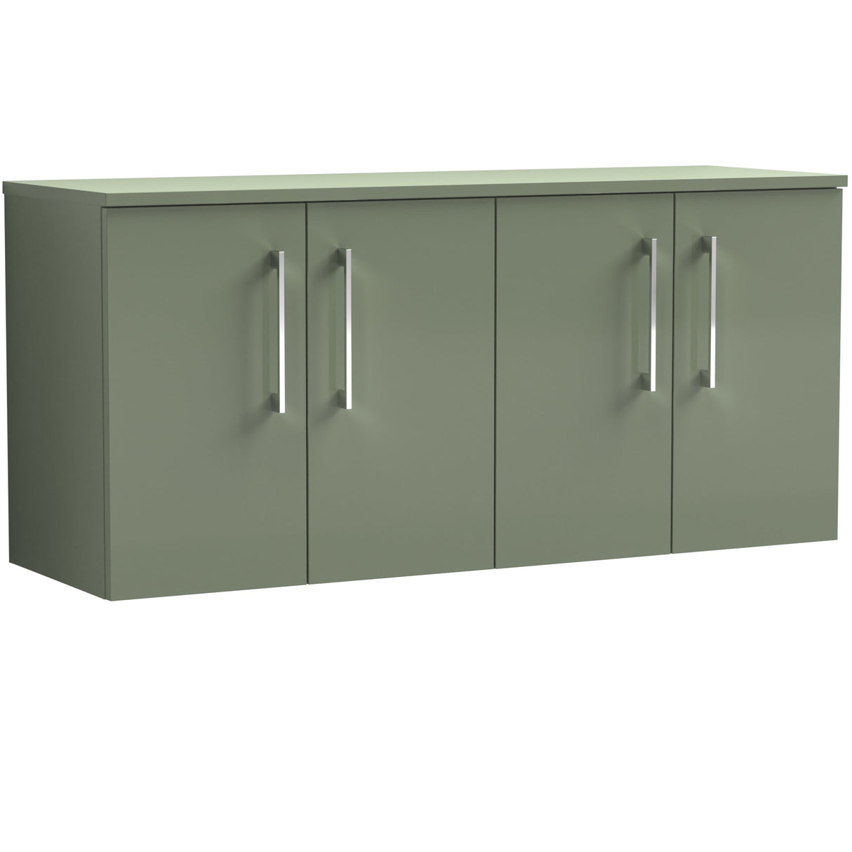 Nuie Arno 1200mm Wall Hung 4 Door Countertop Vanity Unit Satin Green ARN823W2