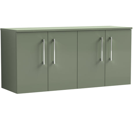 Nuie Arno 1200mm Wall Hung 4 Door Countertop Vanity Unit Satin Green ARN823W2