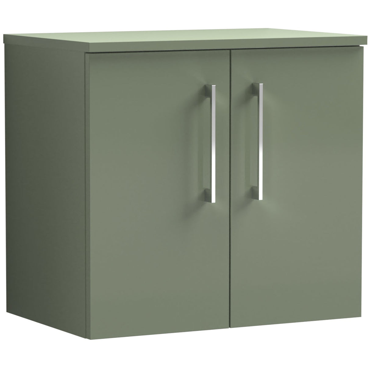 Nuie Arno 600mm Wall Hung 2 Door Countertop Vanity Unit Satin Green ARN823W