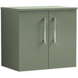 Nuie Arno 600mm Wall Hung 2 Door Countertop Vanity Unit Satin Green ARN823W