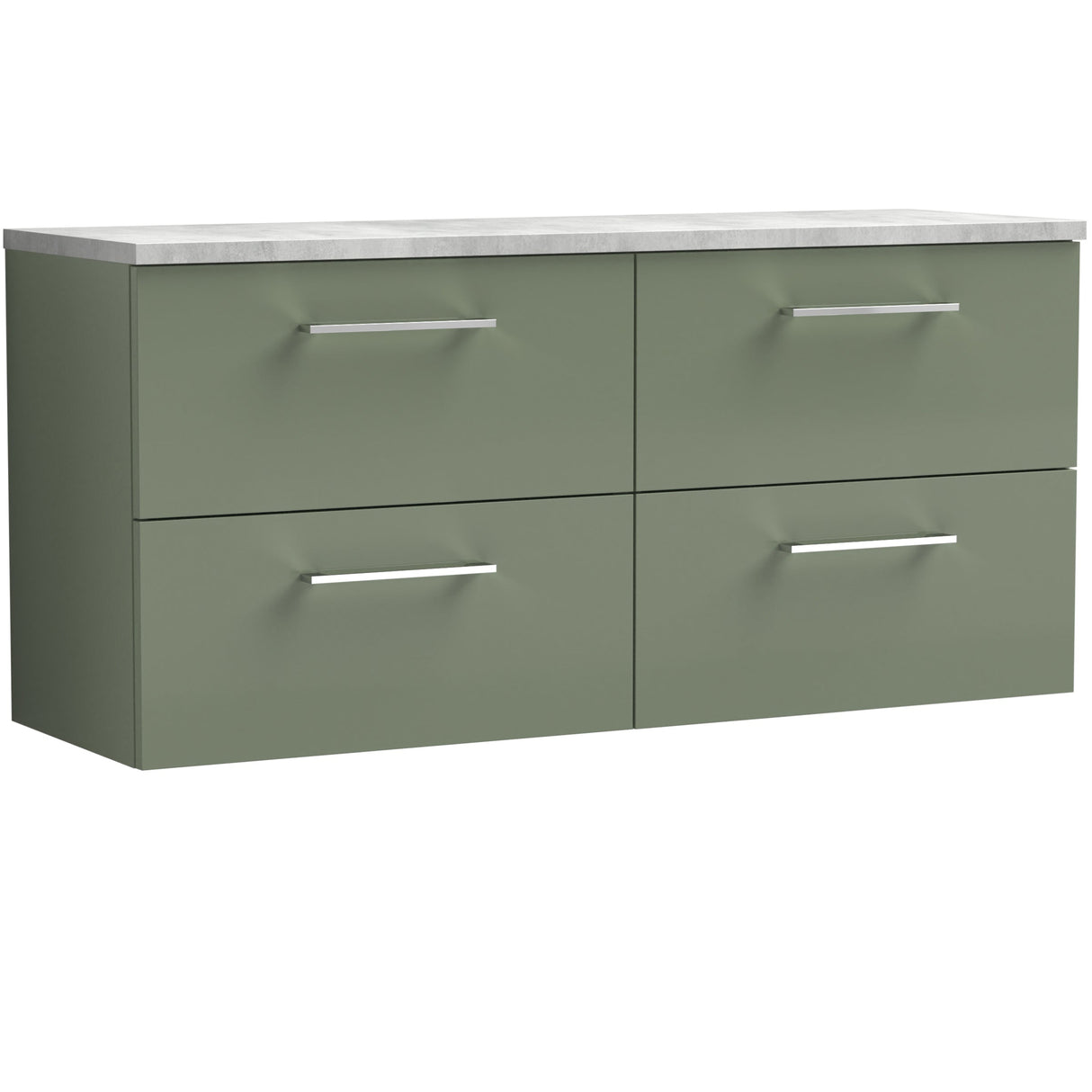 Nuie Arno 1200mm Wall Hung 4 Drawer Countertop Vanity Unit Satin Green ARN824LBG2