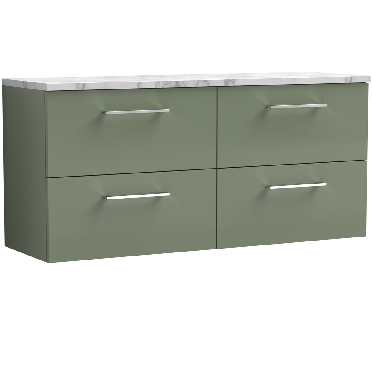 Nuie Arno 1200mm Wall Hung 4 Drawer Countertop Vanity Unit Satin Green ARN824LCM2