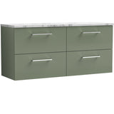 Nuie Arno 1200mm Wall Hung 4 Drawer Countertop Vanity Unit Satin Green ARN824LCM2