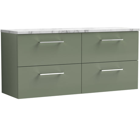 Nuie Arno 1200mm Wall Hung 4 Drawer Countertop Vanity Unit Satin Green ARN824LCM2