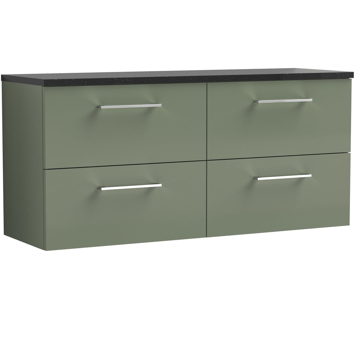 Nuie Arno 1200mm Wall Hung 4 Drawer Countertop Vanity Unit Satin Green ARN824LSB2