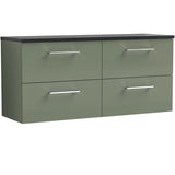 Nuie Arno 1200mm Wall Hung 4 Drawer Countertop Vanity Unit Satin Green ARN824LSB2