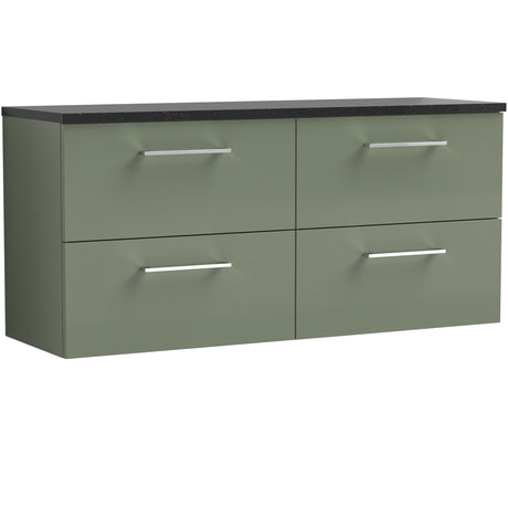 Nuie Arno 1200mm Wall Hung 4 Drawer Countertop Vanity Unit Satin Green ARN824LSB2